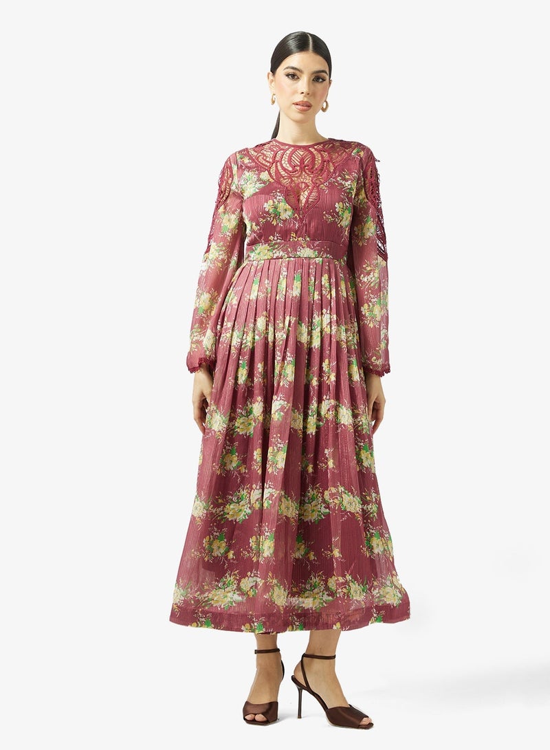 Threadz by Ajooni Floral Pleated Dress - Image 1